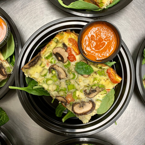 Spring Vegetable Frittata with Roasted Red Pepper Sauce