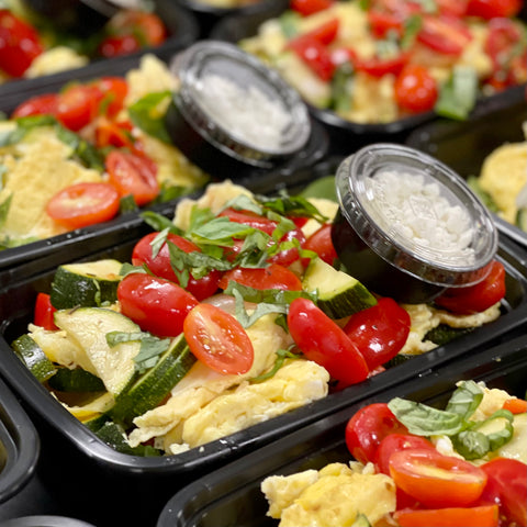 BACK! Italian Farmer's Market Scramble served with Goat Cheese (on the side)