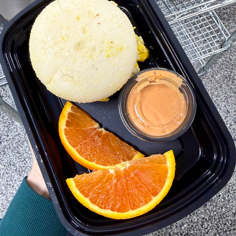 NEW! English Muffin Breakfast Sandwich with Turkey Sausage and Red Pepper Aioli