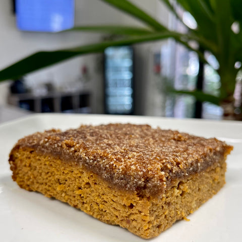 BACK! Pumpkin Coffee Cake, Scrambled Eggs, and Turkey Sausage
